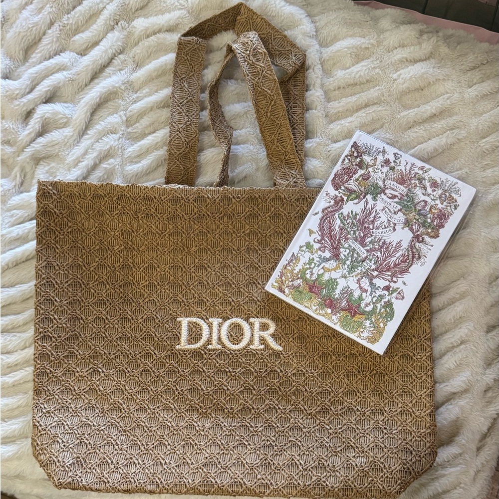 Bundle Deal- Dior Raffia large tote & Dior Reflective floral/butterfly Notebook